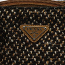 PRADA Hand Bag Wool Brown Auth hk2259-14