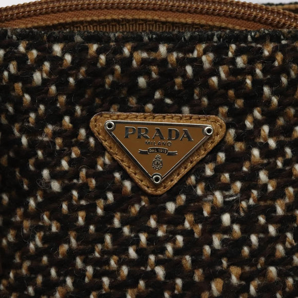 PRADA Hand Bag Wool Brown Auth hk2259