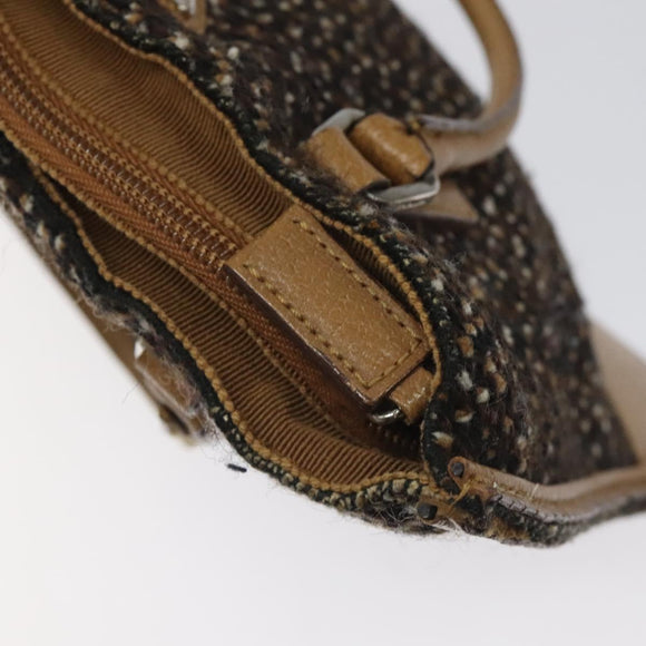 PRADA Hand Bag Wool Brown Auth hk2259