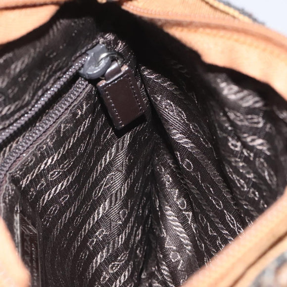 PRADA Hand Bag Wool Brown Auth hk2259