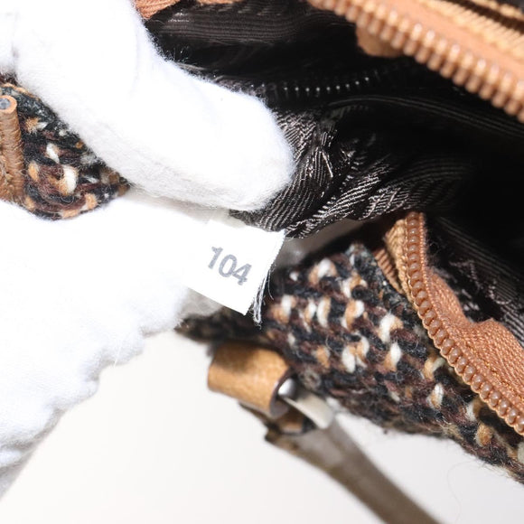 PRADA Hand Bag Wool Brown Auth hk2259