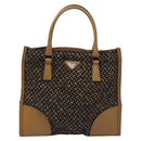 PRADA Hand Bag Wool Brown Auth hk2259-13