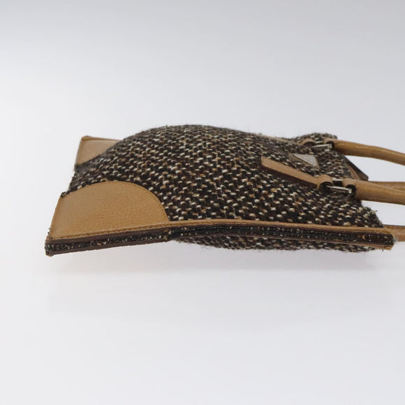 PRADA Hand Bag Wool Brown Auth hk2259