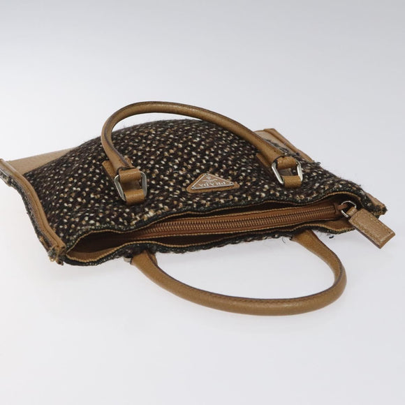 PRADA Hand Bag Wool Brown Auth hk2259