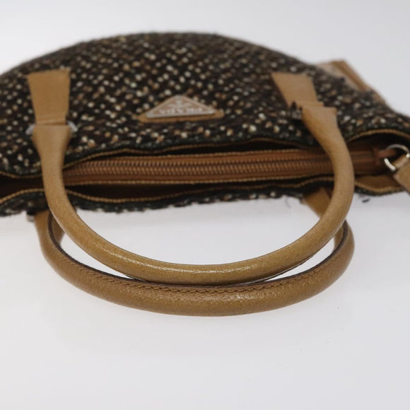 PRADA Hand Bag Wool Brown Auth hk2259