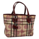 BURBERRY Nova Check Tote Bag PVC Red Silver Auth hk2263-1