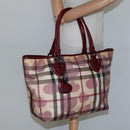 BURBERRY Nova Check Tote Bag PVC Red Silver Auth hk2263-21