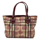 BURBERRY Nova Check Tote Bag PVC Red Silver Auth hk2263-2