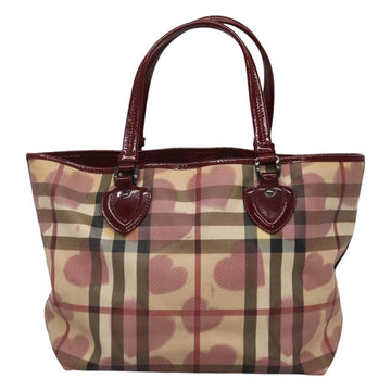 BURBERRY Nova Check Tote Bag PVC Red Silver Auth hk2263 - 0