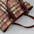 BURBERRY Nova Check Tote Bag PVC Red Silver Auth hk2263-6