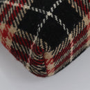 BURBERRY Nova Check Hand Bag Wool Red Black Auth hk2273-9