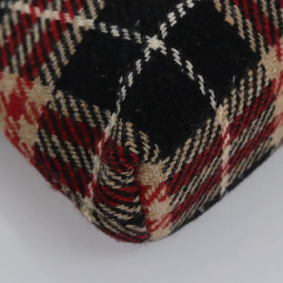 BURBERRY Nova Check Hand Bag Wool Red Black Auth hk2273