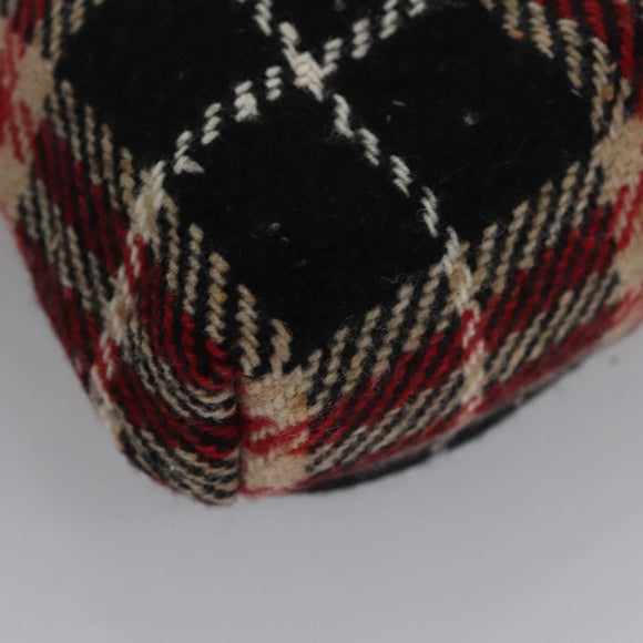 BURBERRY Nova Check Hand Bag Wool Red Black Auth hk2273