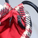 BURBERRY Nova Check Hand Bag Wool Red Black Auth hk2273-19