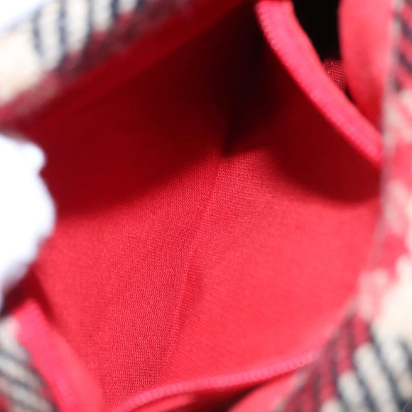BURBERRY Nova Check Hand Bag Wool Red Black Auth hk2273