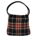 BURBERRY Nova Check Hand Bag Wool Red Black Auth hk2273-13