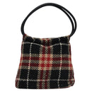 BURBERRY Nova Check Hand Bag Wool Red Black Auth hk2273-2