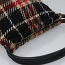BURBERRY Nova Check Hand Bag Wool Red Black Auth hk2273-6