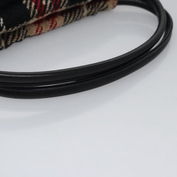 BURBERRY Nova Check Hand Bag Wool Red Black Auth hk2273