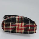 BURBERRY Nova Check Hand Bag Wool Red Black Auth hk2273-5