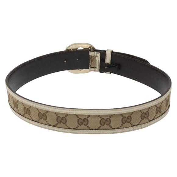 GUCCI GG Canvas Belt 35.4"" Beige 114876 Auth hk2325