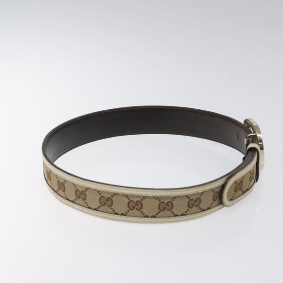GUCCI GG Canvas Belt 35.4"" Beige 114876 Auth hk2325