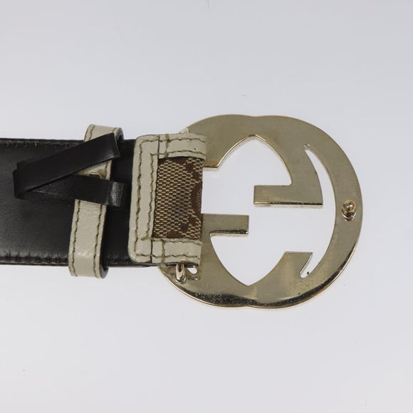 GUCCI GG Canvas Belt 35.4"" Beige 114876 Auth hk2325