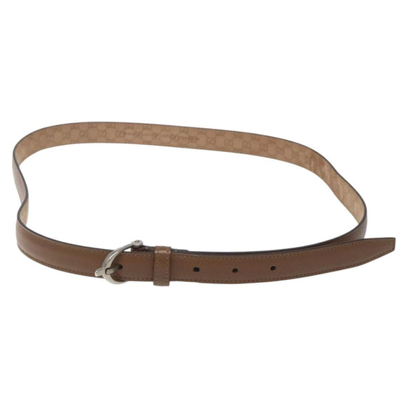 GUCCI Belt Leather 42.9"" Brown Auth hk2326