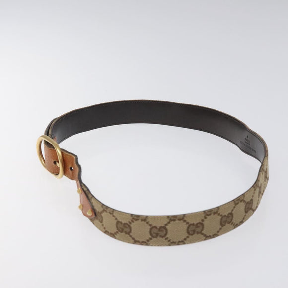 GUCCI GG Canvas Belt 35.8"""" Beige 121290 Auth hk2327