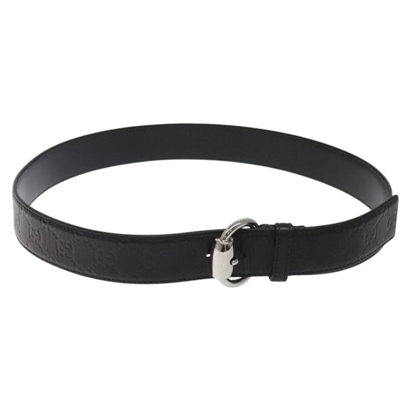 GUCCI GG Canvas Guccissima Belt Leather 40.2"" Black 162942 Auth hk2328