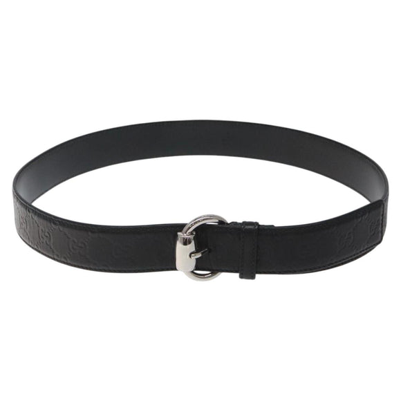 GUCCI GG Canvas Guccissima Belt Leather 40.2"" Black 162942 Auth hk2328