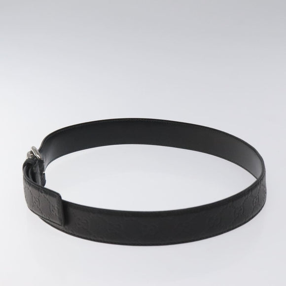 GUCCI GG Canvas Guccissima Belt Leather 40.2"" Black 162942 Auth hk2328