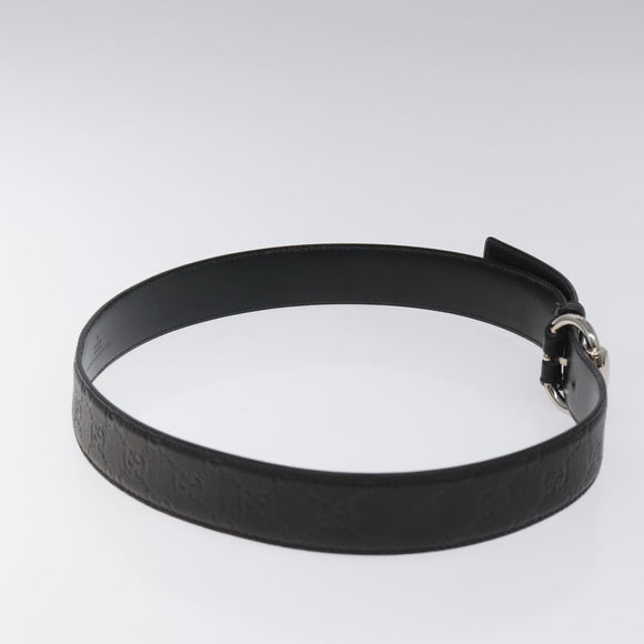 GUCCI GG Canvas Guccissima Belt Leather 40.2"" Black 162942 Auth hk2328