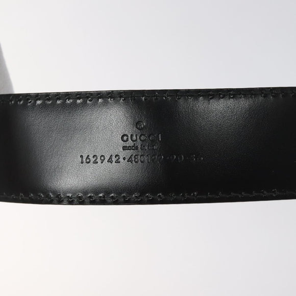 GUCCI GG Canvas Guccissima Belt Leather 40.2"" Black 162942 Auth hk2328