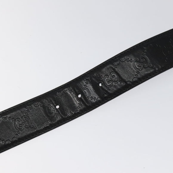 GUCCI GG Canvas Guccissima Belt Leather 40.2"" Black 162942 Auth hk2328