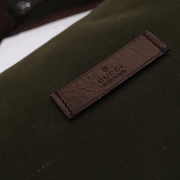 GUCCI Shoulder Bag Canvas Khaki Auth hk2330