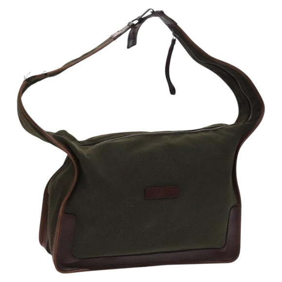 GUCCI Shoulder Bag Canvas Khaki Auth hk2330