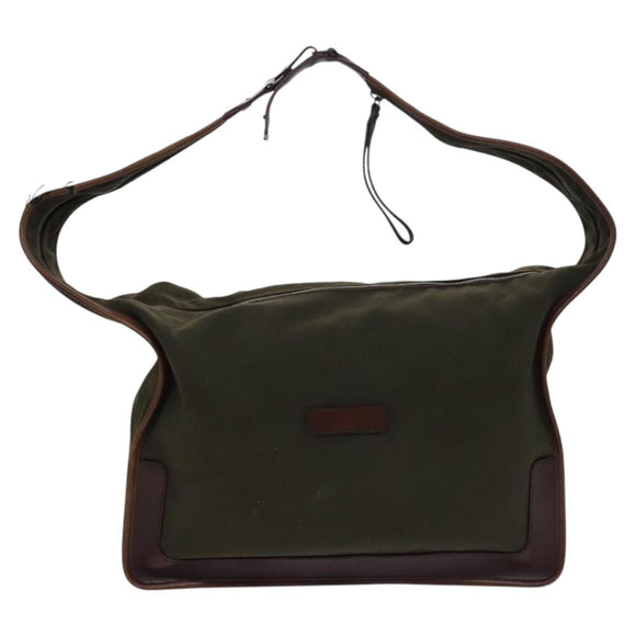 GUCCI Shoulder Bag Canvas Khaki Auth hk2330