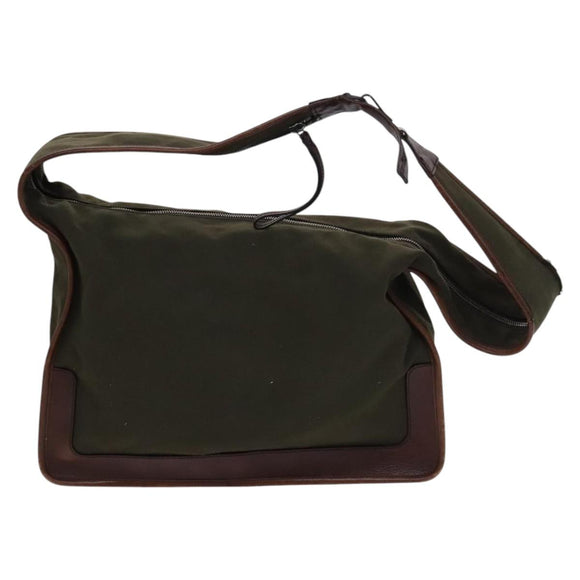 GUCCI Shoulder Bag Canvas Khaki Auth hk2330