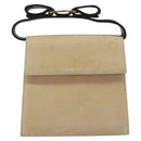 Salvatore Ferragamo Hand Bag Suede Beige Gold Auth hk2342-13