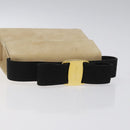 Salvatore Ferragamo Hand Bag Suede Beige Gold Auth hk2342-7
