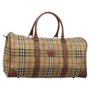 Burberrys Nova Check Boston Bag PVC Beige Auth hk2346-1