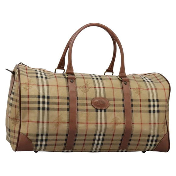 Burberrys Nova Check Boston Bag PVC Beige Auth hk2346