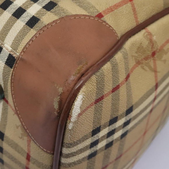 Burberrys Nova Check Boston Bag PVC Beige Auth hk2346