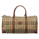 Burberrys Nova Check Boston Bag PVC Beige Auth hk2346-2
