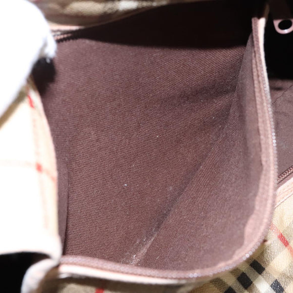 Burberrys Nova Check Boston Bag PVC Beige Auth hk2346