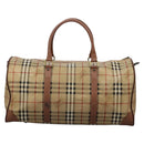 Burberrys Nova Check Boston Bag PVC Beige Auth hk2346-3