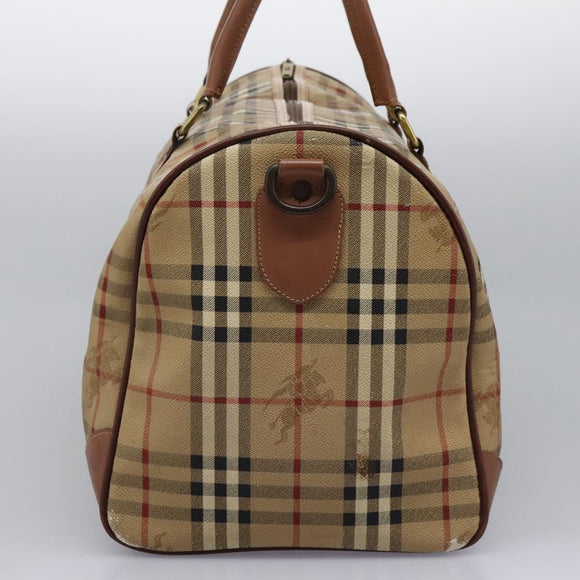 Burberrys Nova Check Boston Bag PVC Beige Auth hk2346