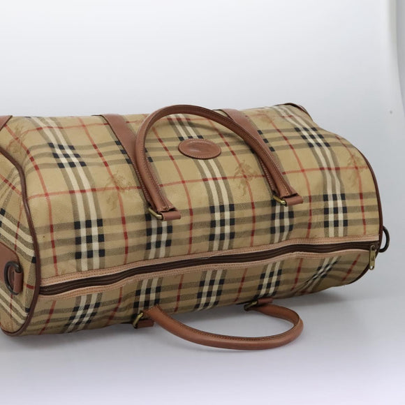 Burberrys Nova Check Boston Bag PVC Beige Auth hk2346