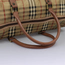 Burberrys Nova Check Boston Bag PVC Beige Auth hk2346-7